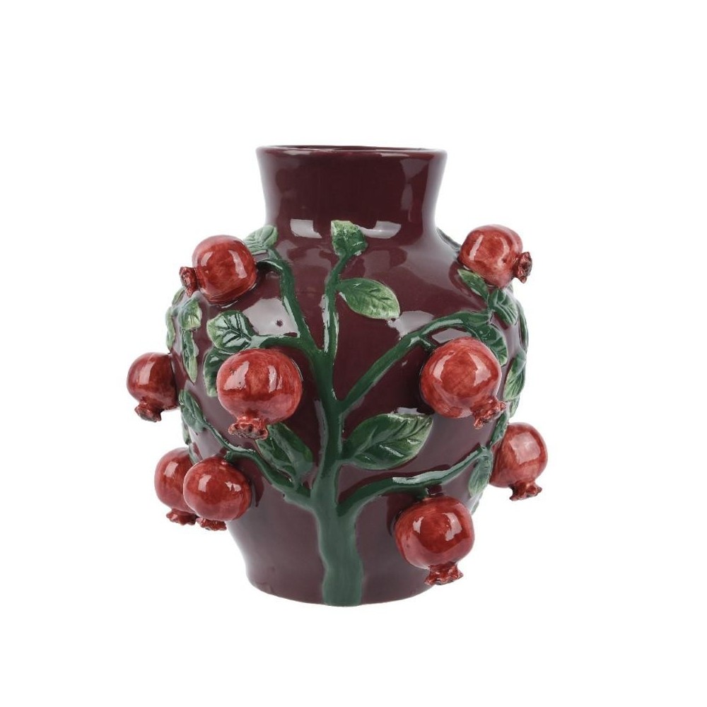 VASO DOLOMITI MARRONE E MELOGRANI H.25.9